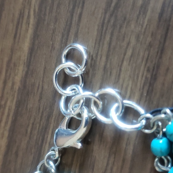 Diane Katzman turquoise bracelet beads silver tone adjustable - Picture 7 of 7